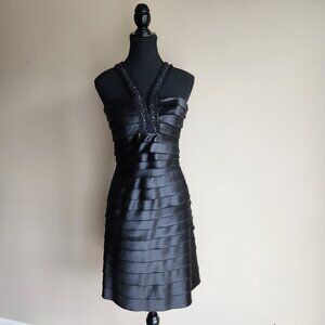 BCBGMaxAzria Black Halter Beaded Bandage Cocktail Dress Size 6